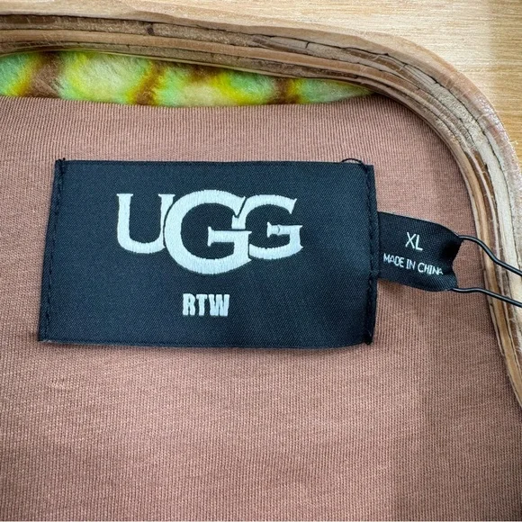 Ugg‎ Women’s XL Marlene Jacket Faux For Green Brown Pullover Jacket NWT